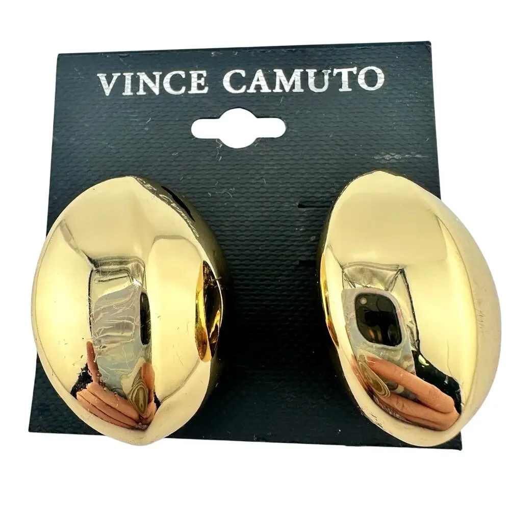 Vince Camuto NWT Organic Abstract Chunky Gold Tone Domed Stud 1.25